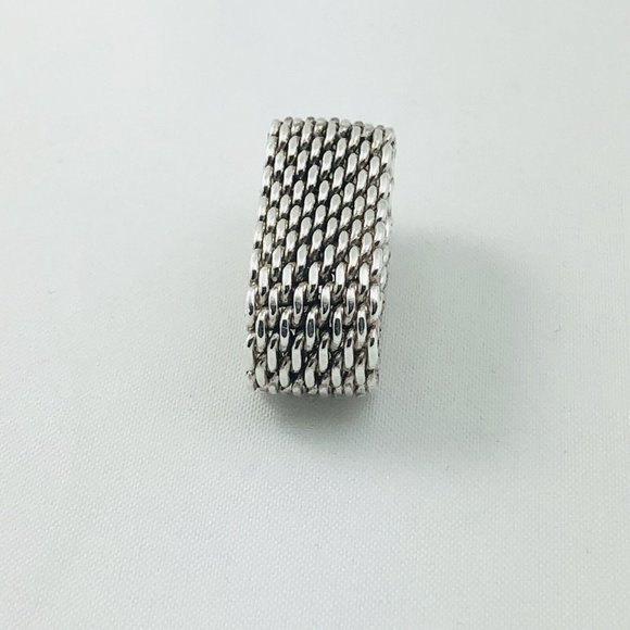 Size 7.5 Tiffany & Co Somerset Ring Mesh Weave AUTHENTIC in Sterling Silver - Picture 4 of 4